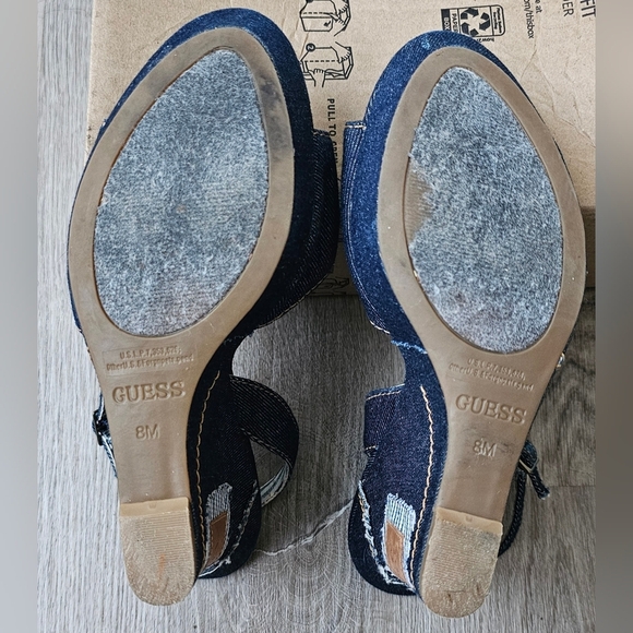 Guess Denim Slingback Wedge Sandals – Size 8M - Picture 11 of 12